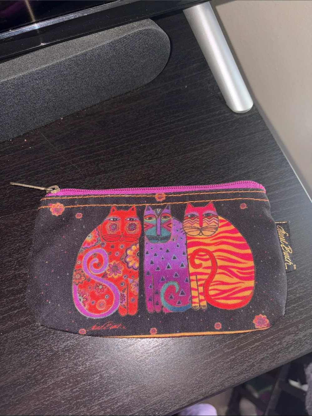 Laurel Burch Red, Purple & Orange Cat Coin Pouch